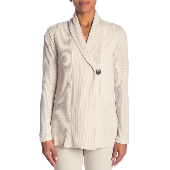 Bobeau Button Front Cardigan In Oatmeal - Picture 3 of 3